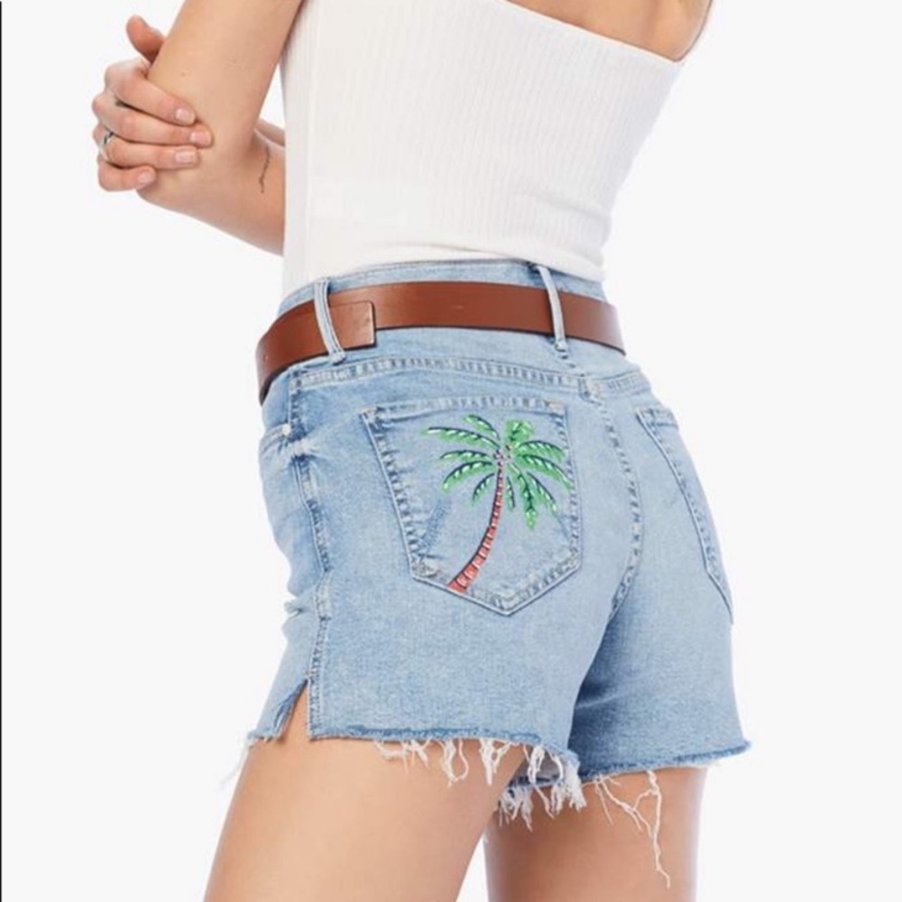 Mother High Waisted Rascal Slit Fray Shorts Sz 25